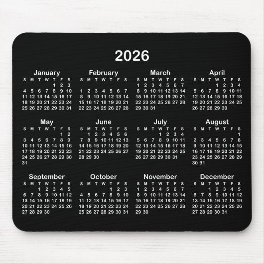 Black and White 2026 Calendar マウスパッド (正面)
