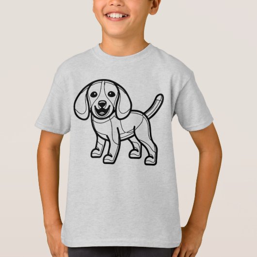 BLACK AND WHITE #26 - ビーグル犬が笑っている Tシャツ (正面)