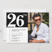 Black and White 26th birthday Invitations 招待状 (正面)