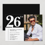 Black and White 26th birthday Invitations 招待状 (正面/裏面)