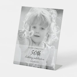 Black and White 50th Birthday Tabletop 台座サイン