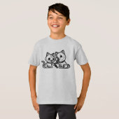 BLACK AND WHITE #55 - 犬と猫の最高の友達 V03 Tシャツ (正面フル)
