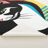 Black and White Abstract Cat シェルパブランケット (3/4)