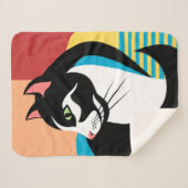 Black and White Abstract Cat シェルパブランケット (正面(横))