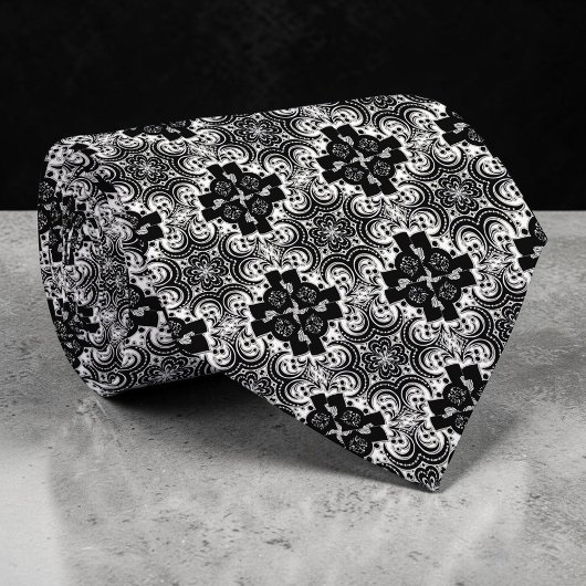 Black and White Abstract Custom Necktie ネクタイ
