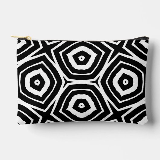 Black and White Abstract Geometric Pattern アクセサリーポーチ (正面)