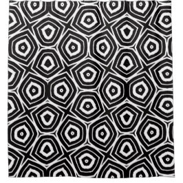 Black and White Abstract Geometric Pattern シャワーカーテン