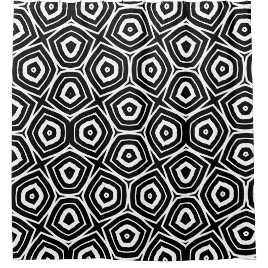 Black and White Abstract Geometric Pattern シャワーカーテン (正面)