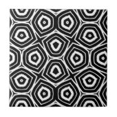 Black and White Abstract Geometric Pattern タイル (正面)