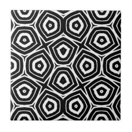Black and White Abstract Geometric Pattern タイル