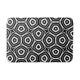 Black and White Abstract Geometric Pattern バスマット
