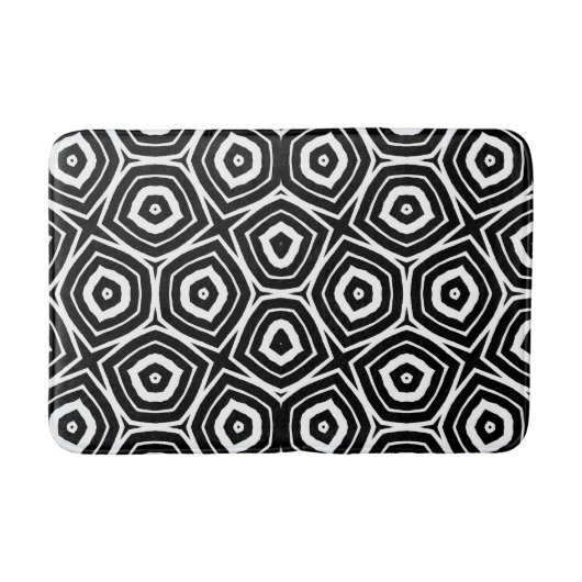 Black and White Abstract Geometric Pattern バスマット (正面)
