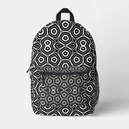 Black and White Abstract Geometric Pattern プリントバックパック