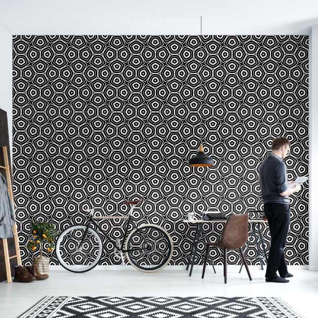 Black and White Abstract Geometric Pattern 壁紙 (リビング)