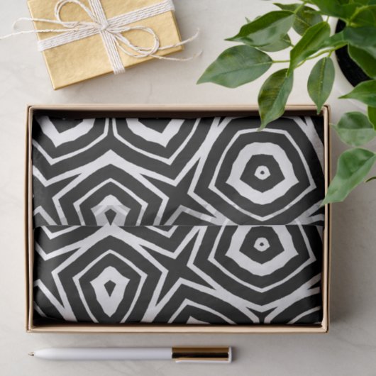 Black and White Abstract Geometric Pattern 薄葉紙 (ギフト)
