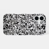 Black and White Abstract Geometric Pattern iPhone 16ケース (裏面横)
