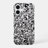 Black and White Abstract Geometric Pattern iPhone 16ケース (裏面)