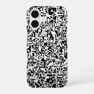 Black and White Abstract Geometric Pattern iPhone 16ケース