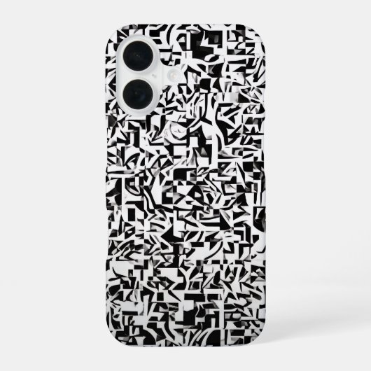 Black and White Abstract Geometric Pattern iPhone 16ケース (裏面)