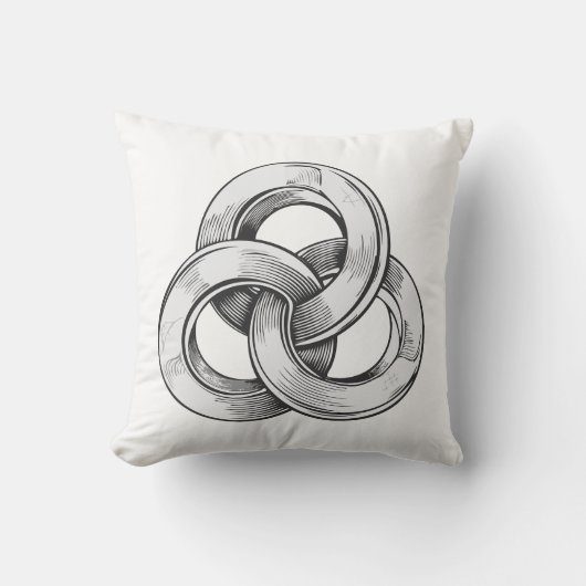 Black and white abstract of three interconnected c クッション (正面)
