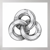 Black and white abstract of three interconnected c ポスター (正面)