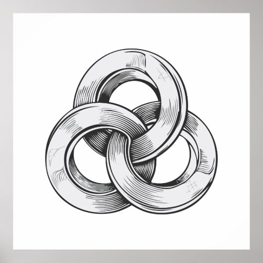 Black and white abstract of three interconnected c ポスター (正面)