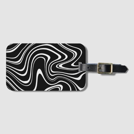 Black and White Abstract Pattern ラゲッジタグ (正面横)