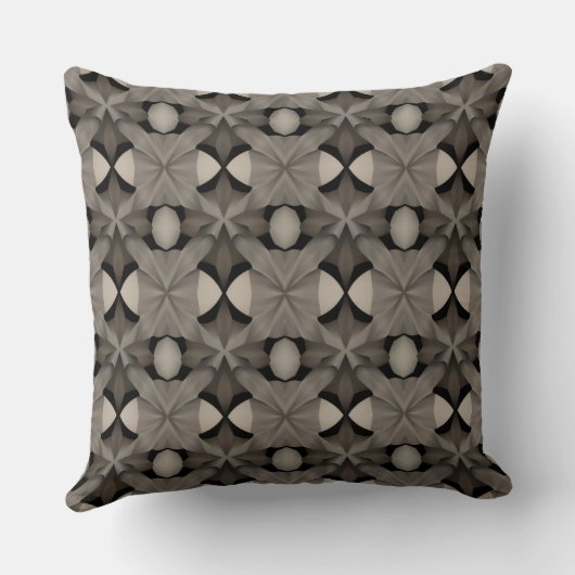 Black and White Abstract Throw Pillow クッション (裏面)