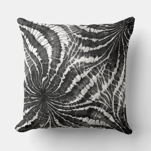 black and white abstract tie dye pattern クッション (正面)