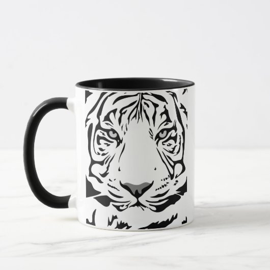 Black and White Abstract Tiger Face Mug マグカップ (左)