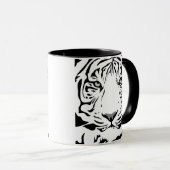Black and White Abstract Tiger Face Mug マグカップ (正面右)