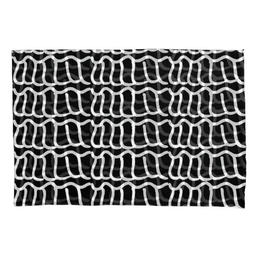 Black and White Abstract Wavy Line Pattern Seamles 枕カバー (正面)