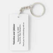 Black and White Acrylic Rectangle Wedding Keychain キーホルダー (裏面)