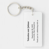 Black and White Acrylic Rectangle Wedding Keychain キーホルダー (正面)