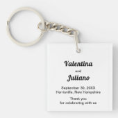 Black and White Acrylic Square Wedding Keychain キーホルダー (正面)
