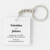 Black and White Acrylic Square Wedding Keychain キーホルダー (裏面)