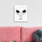 Black and White Alien Head Illustration キャンバスプリント (インサイチュ (リビング))
