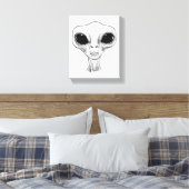 Black and White Alien Head Illustration キャンバスプリント (インサイチュ (寝室))