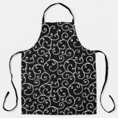 Black and White allover seamless scroll designpatt エプロン (正面)