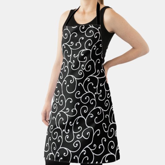 Black and White allover seamless scroll designpatt エプロン (インサイチュ)