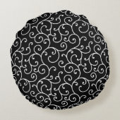 Black and White allover seamless scroll designpatt ラウンドクッション (裏面)