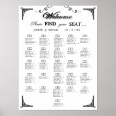 Black and White Alphabetical Wedding Seating Chart ポスター (正面)