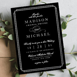 Black and White and Silver Foil Wedding Invitation 箔招待状