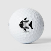 Black And White Angel Fish Design Personalised ゴルフボール (正面)