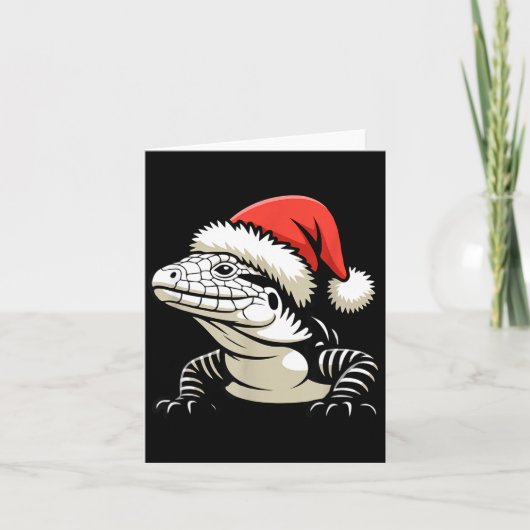 Black And White Argentine Tegu Christmas Ugly Xmas カード (正面)