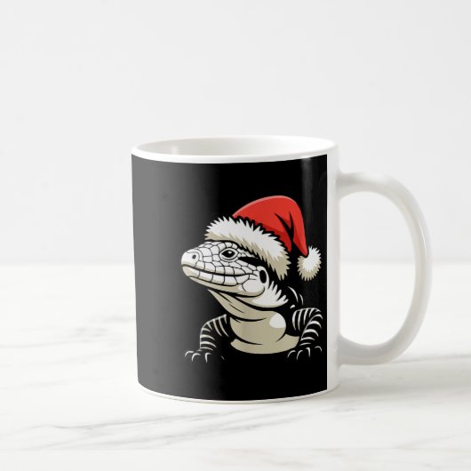 Black And White Argentine Tegu Christmas Ugly Xmas コーヒーマグカップ (右)