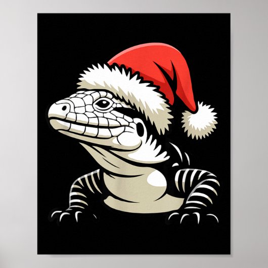 Black And White Argentine Tegu Christmas Ugly Xmas ポスター (正面)