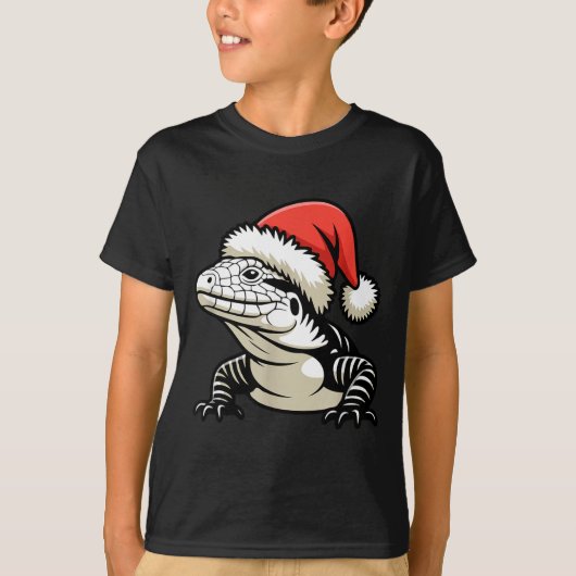 Black And White Argentine Tegu Christmas Ugly Xmas Tシャツ (正面)