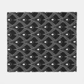 Black and white art-deco seamless pattern フリースブランケット (正面(横))