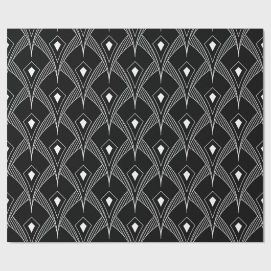 Black and white art-deco seamless pattern ラッピングペーパー (フラット)